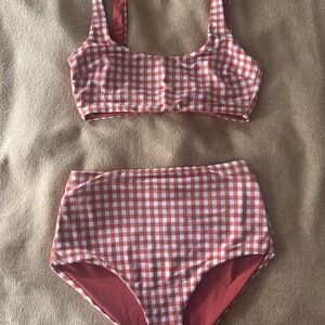 Mara Hoffman Kids Checkered Bikini - Red and White